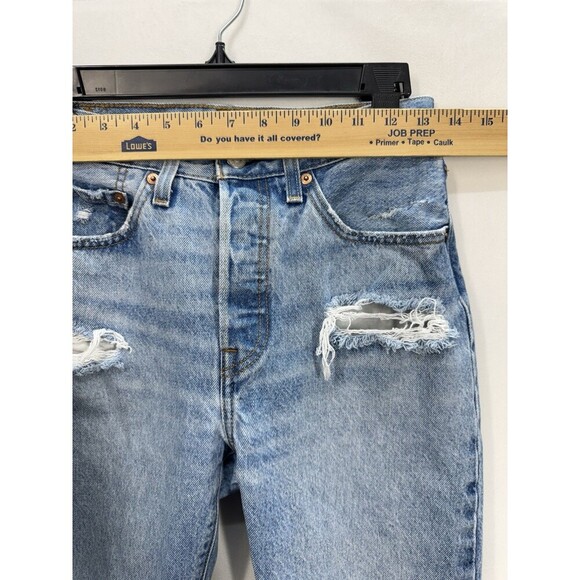 Levis 501 xx Distressed Jeans Womens 26x30 Blue Light Wash Button Fly Denim - Picture 12 of 13